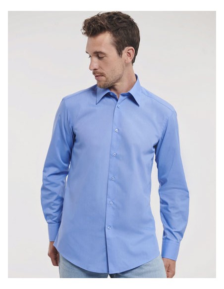 RUS-0R924M0-Men's Long Sleeve Tailored Polycotton Poplin Shirt 2